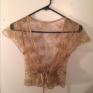 Gold Embroidered ‘Barely’ Covering Top